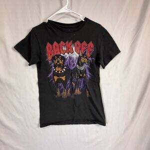 Kids Back‎ Off Rottweiler Doberman Graphic T Shirt Black Size S